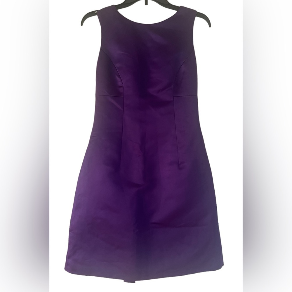 NWT Kay Unger Fit & Flair Satin Sleeveless Open Back with Bow Purple Sz2